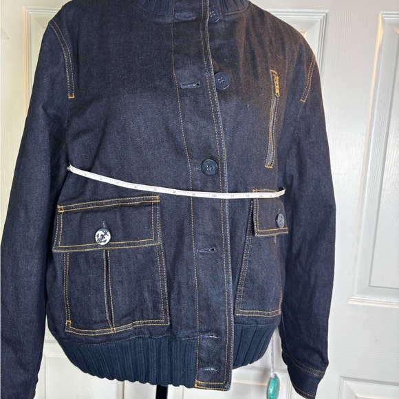 Lauren Jeans Co. Vintage Dark Blue Jean Quilted Denim Bomber Jacket - Picture 12 of 15